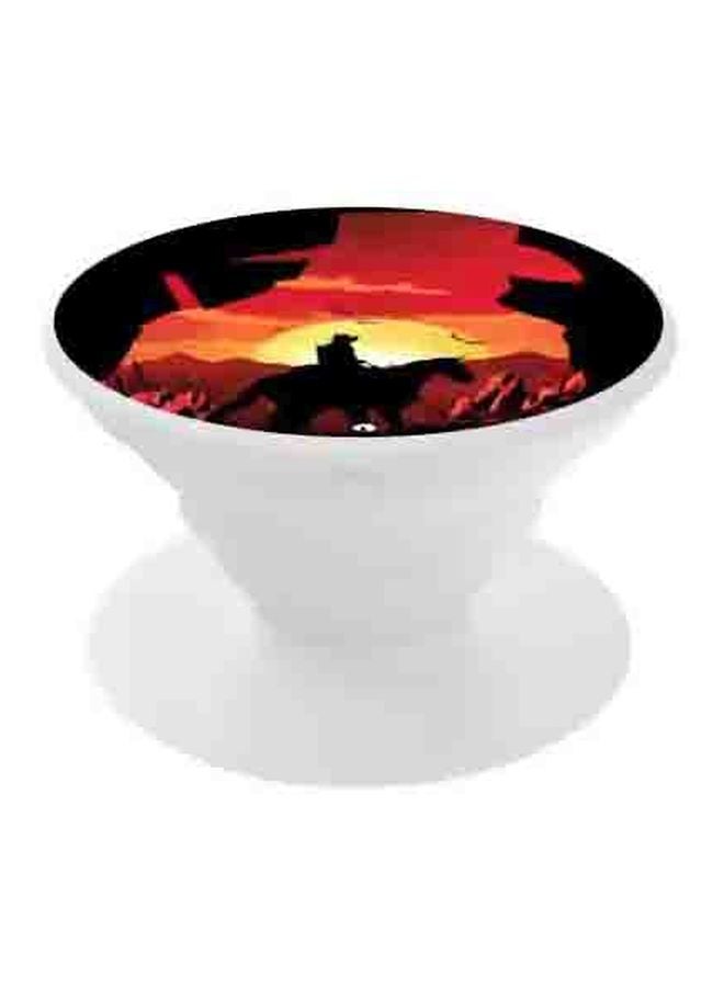 BP Printed Pop Up Finger Grip Phone Holder White/Black/Red - Image 1