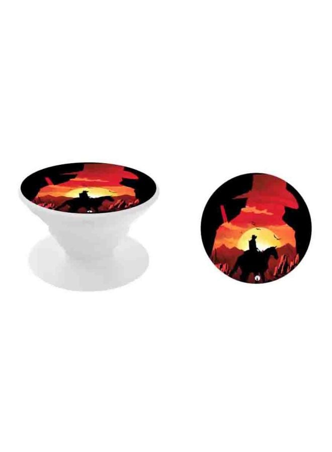 BP Printed Pop Up Finger Grip Phone Holder White/Black/Red - Image 2