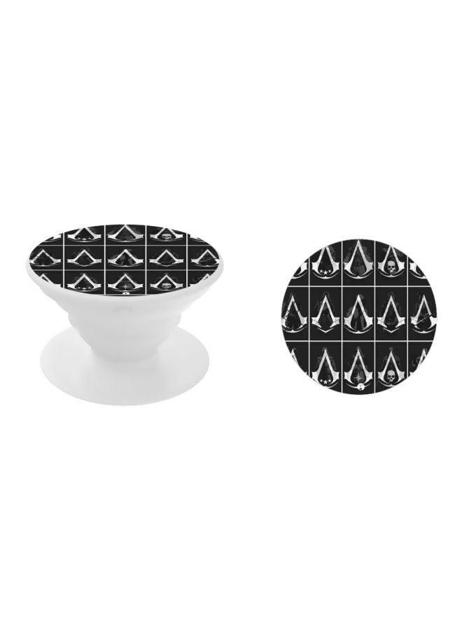 BP Printed Pop Up Finger Grip Phone Holder White/Black - Image 2