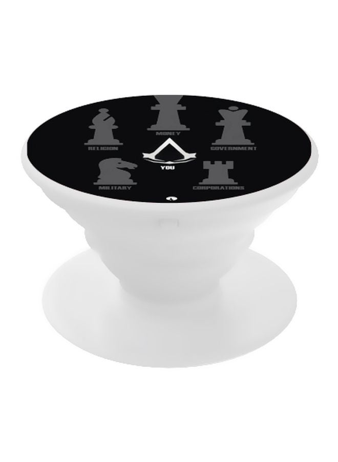 بي بي حامل هاتف بتصميم قبضة للأصابع تنبثق لأعلى وبنمط مطبوع أبيض/أسود/رمادي - Image 1