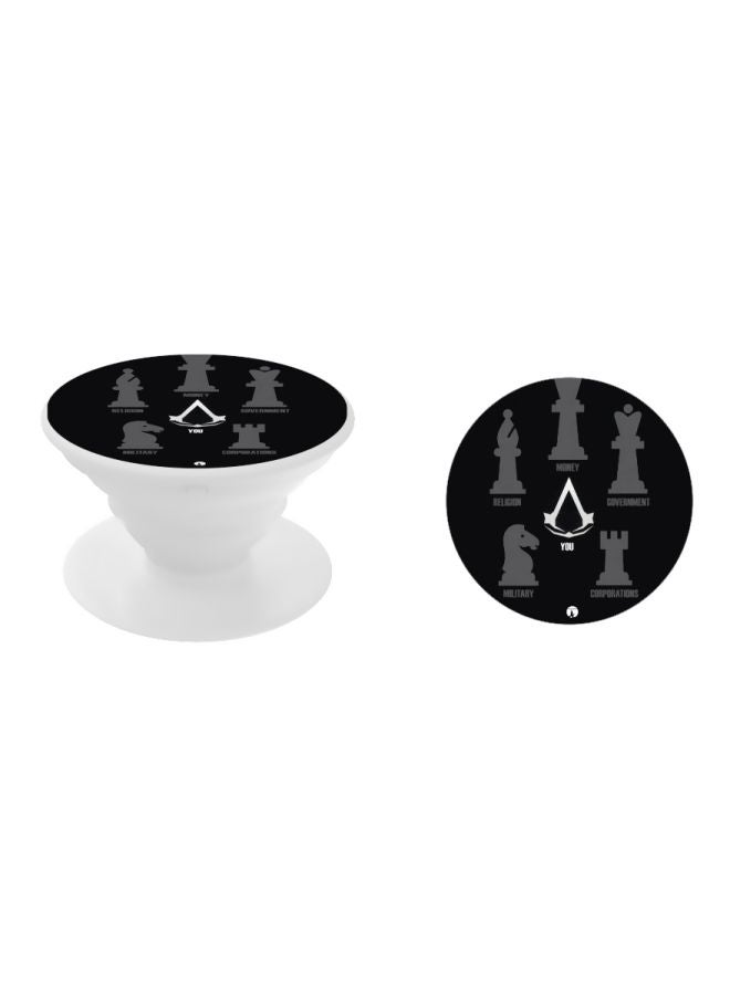 بي بي حامل هاتف بتصميم قبضة للأصابع تنبثق لأعلى وبنمط مطبوع أبيض/أسود/رمادي - Image 2