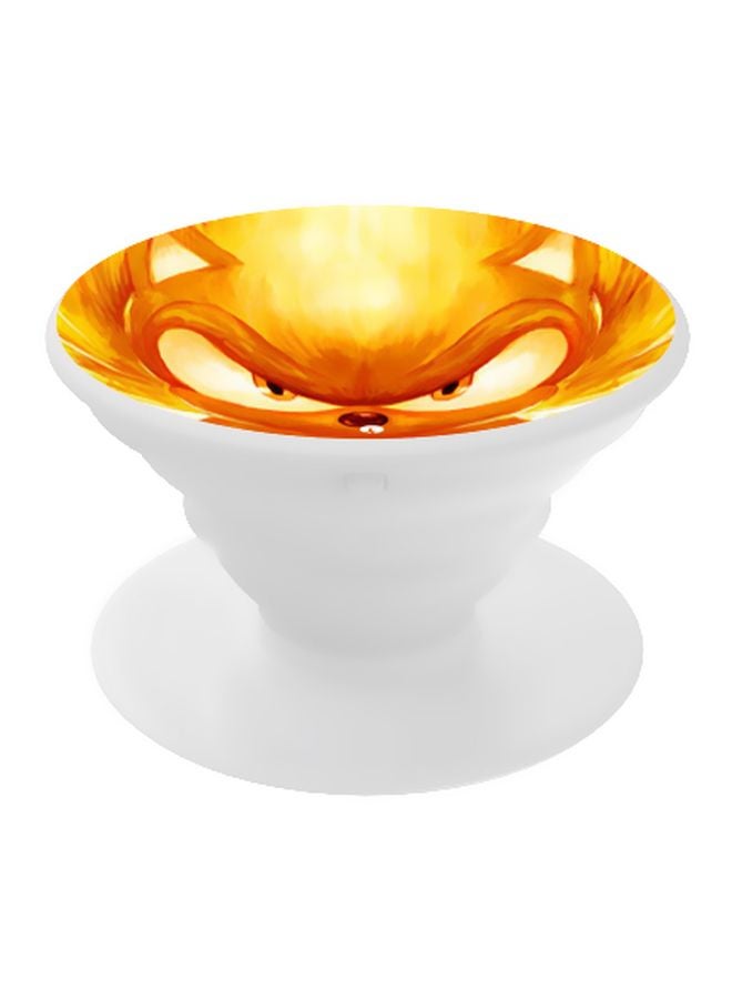 بي بي حامل هاتف على شكل مقبض أصابع منبثق مزين بطبعة أبيض/ برتقالي/ أصفر - Image 1