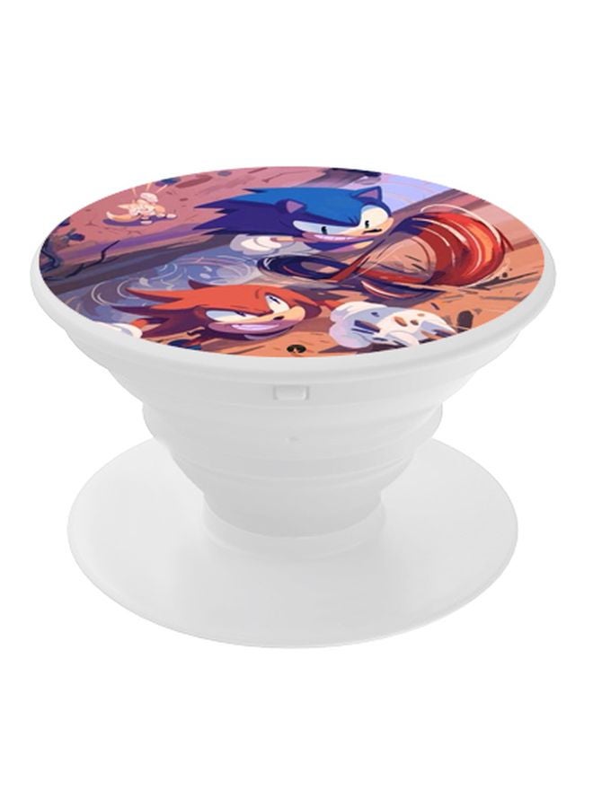 بي بي حامل هاتف بتصميم قبضة للأصابع تنبثق لأعلى وبنمط مطبوع أبيض/بني/أزرق - Image 1