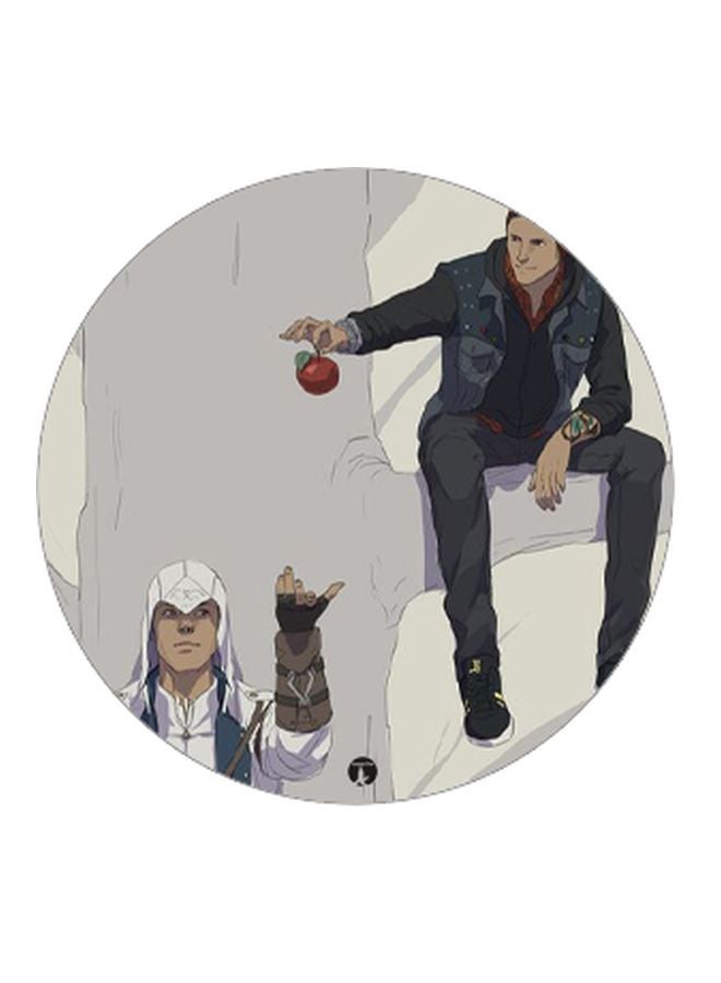 بي بي حامل هاتف بتصميم قبضة للأصابع تنبثق لأعلى وبنمط مطبوع أبيض/رمادي/أسود - Image 2