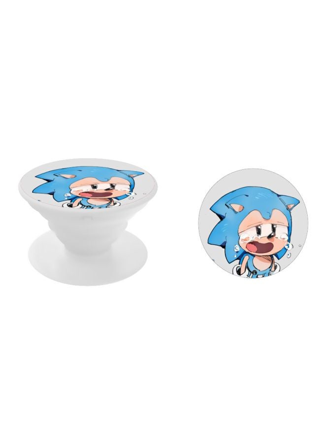 BP Printed Pop Up Finger Grip Phone Holder White/Blue/Beige - Image 2