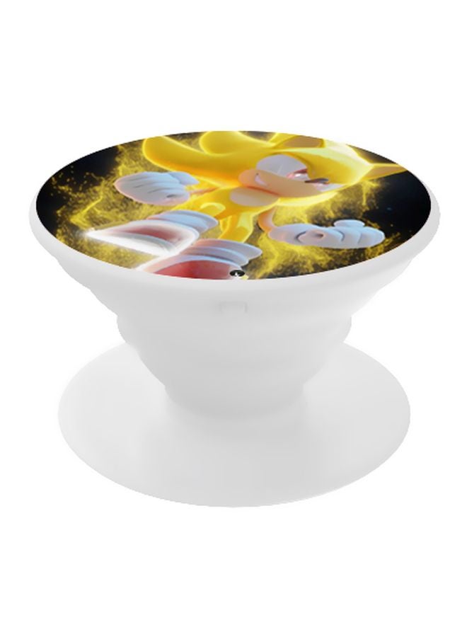 BP Sonic Printed Pop Up Finger Grip Phone Holder Black/Yellow/White - Image 1