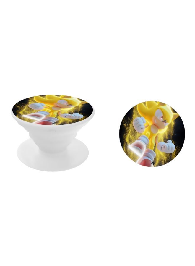 BP Sonic Printed Pop Up Finger Grip Phone Holder Black/Yellow/White - Image 2