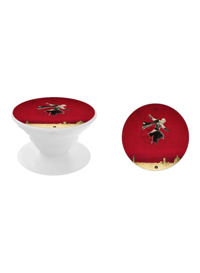 بي بي حامل هاتف على شكل مقبض أصابع منبثق بطبعة رسومات كرتونية أحمر/بيج/أسود - Image 2