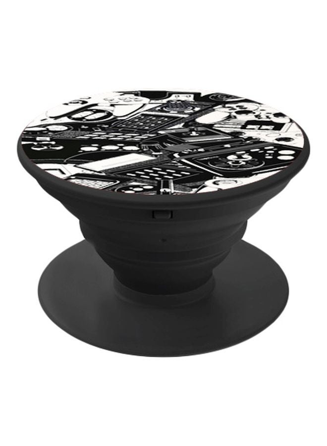 BP Printed Pop Up Finger Grip Phone Holder Black/White - Image 1