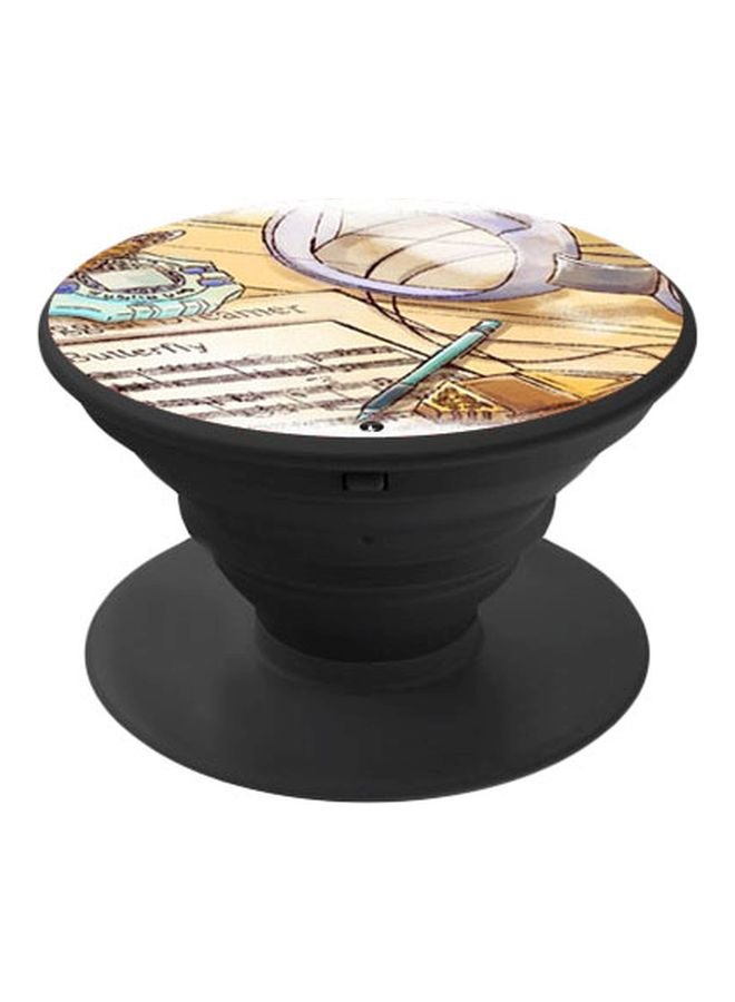 بي بي حامل هاتف بتصميم قبضة للأصابع تنبثق لأعلى وبنمط مطبوع أسود / بيج - Image 1