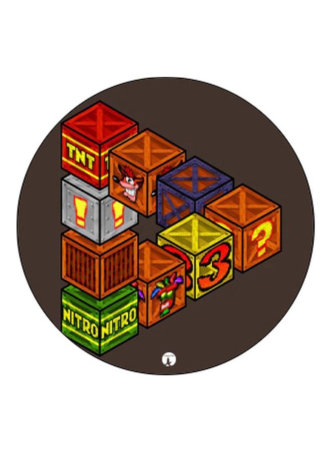 BP Printed Pop Up Finger Grip Phone Holder Black/Brown/Orange - Image 2