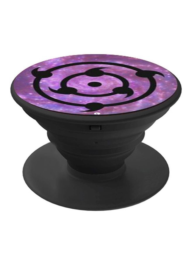 BP Printed Pop Up Finger Grip Phone Holder Black/Purple - Image 1