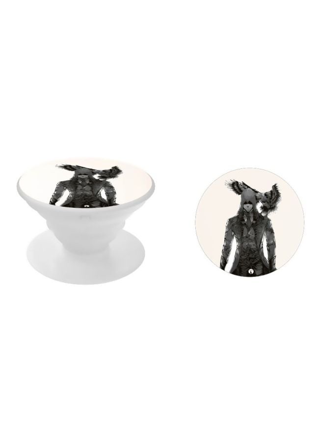 BP Printed Pop Up Finger Grip Phone Holder White/Black - Image 2
