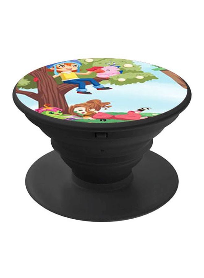 BP Printed Pop Up Finger Grip Phone Holder Black/Blue/Brown - Image 1