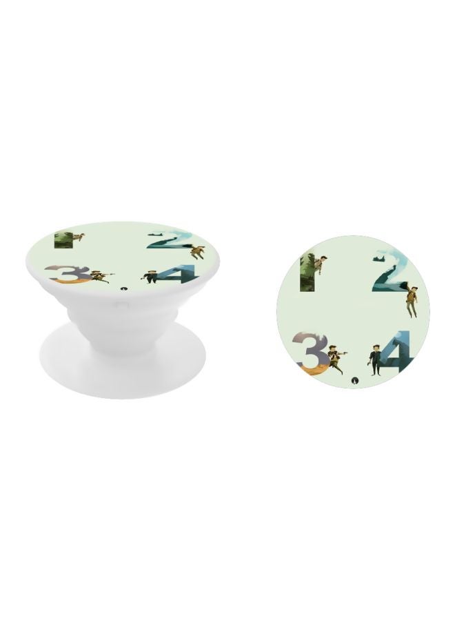 BP Printed Pop Up Finger Grip Phone Holder White/Green/Blue - Image 2