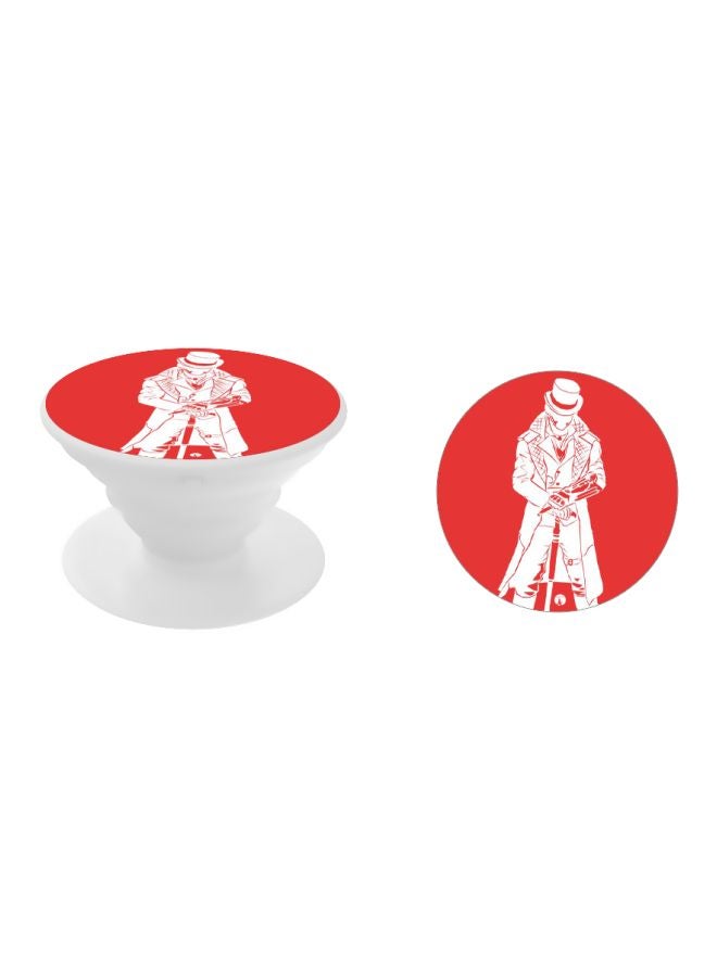 بي بي حامل هاتف بتصميم قبضة للأصابع تنبثق لأعلى وبنمط مطبوع أبيض/أحمر - Image 2