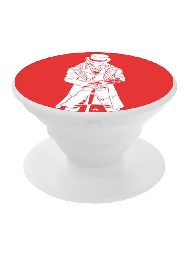 بي بي حامل هاتف بتصميم قبضة للأصابع تنبثق لأعلى وبنمط مطبوع أبيض/أحمر - Image 1