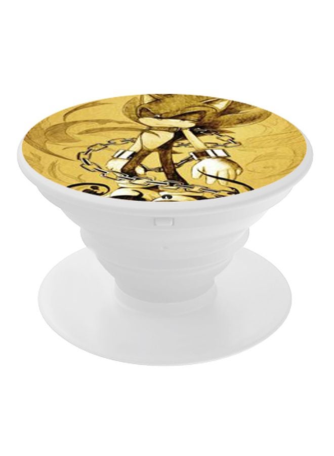 BP Printed Pop Up Finger Grip Phone Holder Gold/Silver/White - Image 1