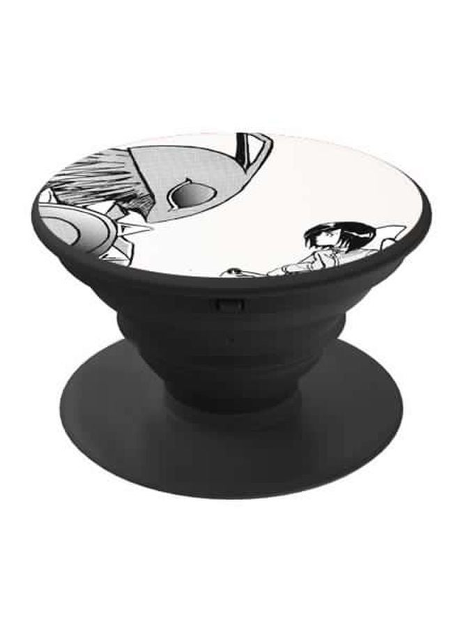 BP Printed Pop Up Finger Grip Phone Holder Black/White - Image 1