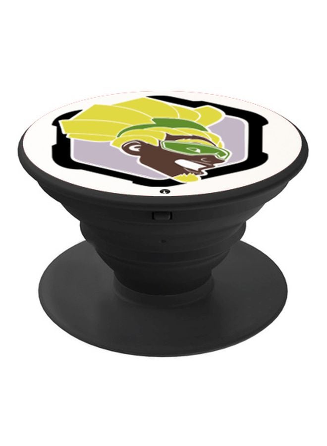 BP Printed Pop Up Finger Grip Phone Holder Black/White/Yellow - Image 1