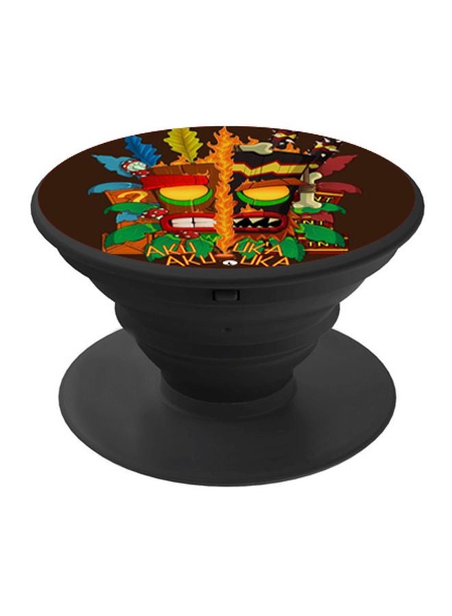 BP Printed Pop Socket Phone Holder Black/Orange/Yellow - Image 1