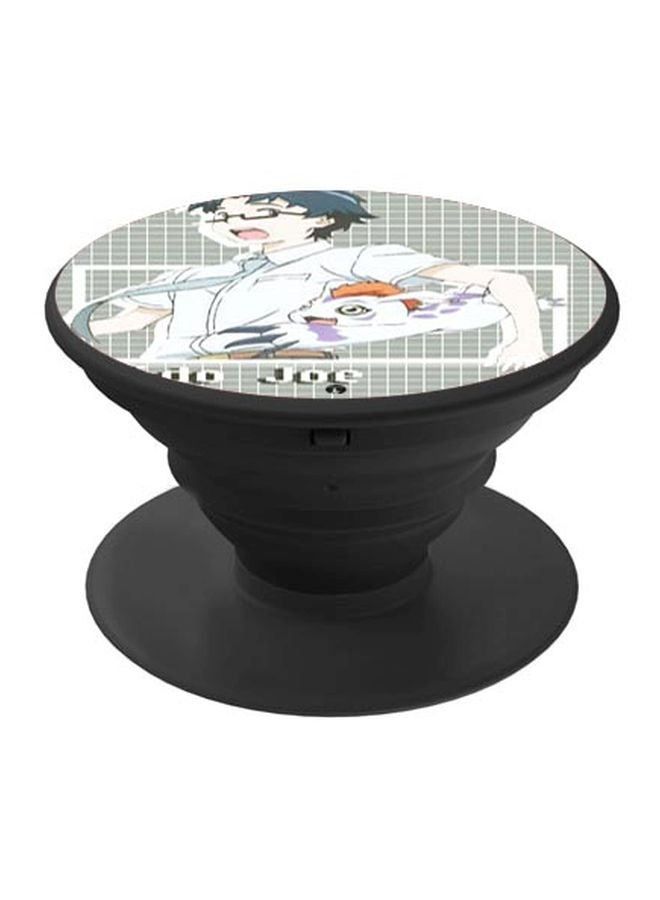 BP Printed Pop Socket Phone Holder White/Black/Purple - Image 1