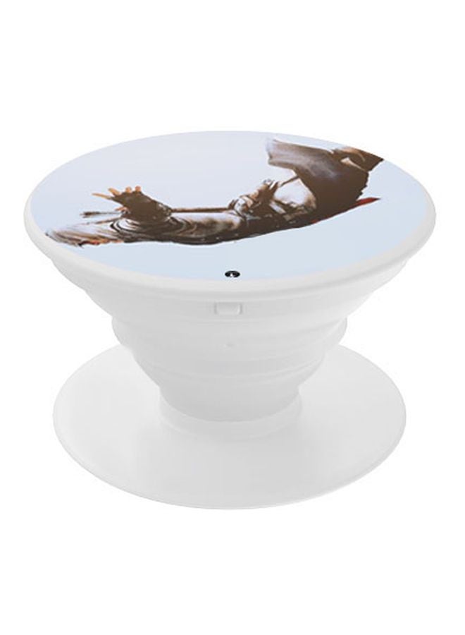 BP Printed Pop Socket Phone Holder White/Brown - Image 1