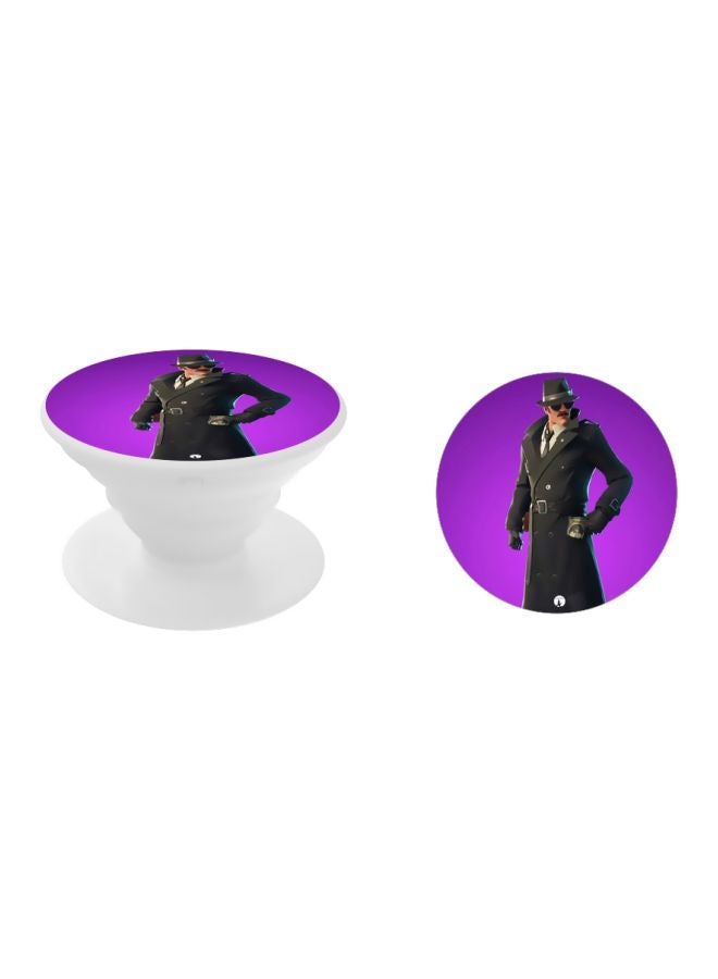 BP Printed Pop Socket Phone Holder White/Purple/Black - Image 2