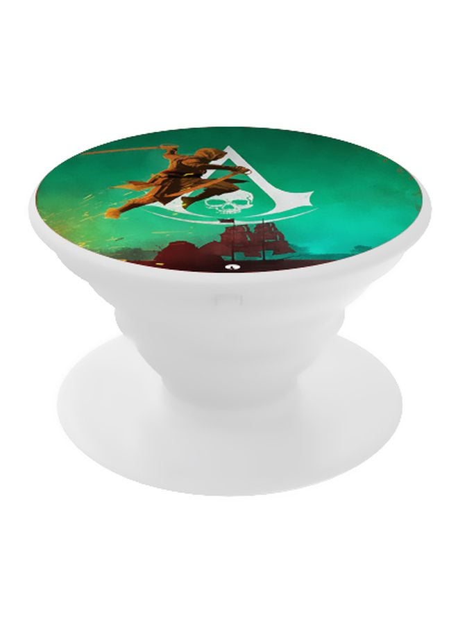 BP Printed Pop Socket Phone Holder White/Green/Brown - Image 1