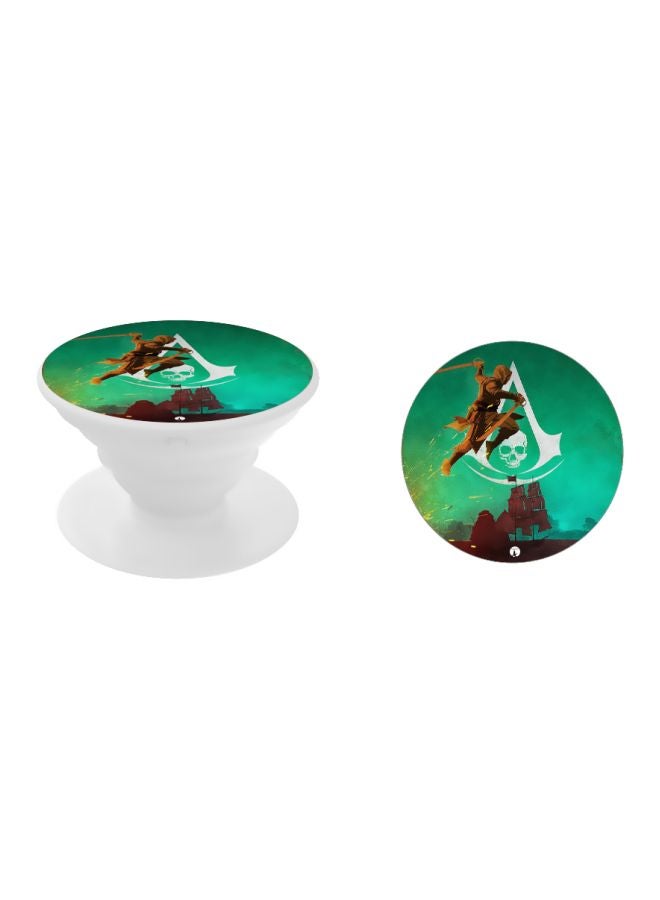 BP Printed Pop Socket Phone Holder White/Green/Brown - Image 2