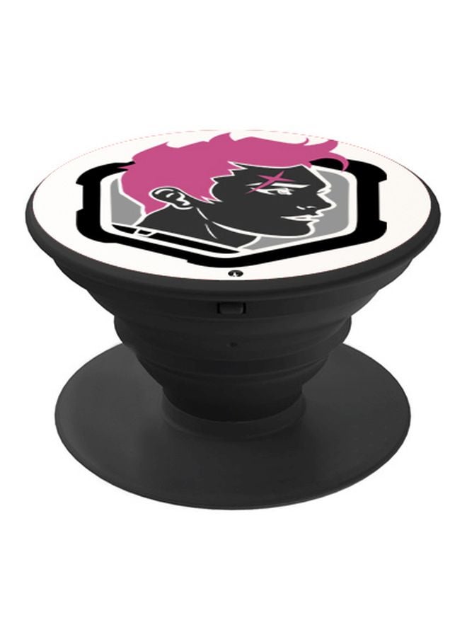 بي بي حامل هاتف منبثق مزين بطبعة اسود/أبيض/زهري - Image 1