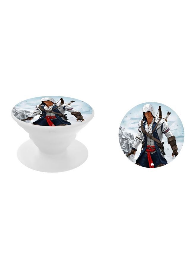 BP Printed Pop Socket Phone Holder White/Brown/Black - Image 2