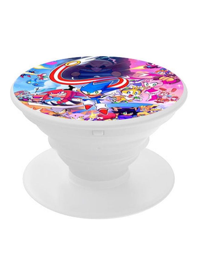BP Printed Pop Socket Phone Holder White/Pink/Blue - Image 1