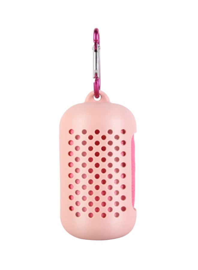 Outdoor Sport Portable Hand Towel With Silicone Case Pink 30 x 90cm