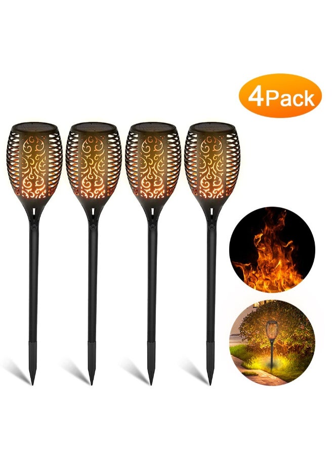 Generic 4-Piece Solar Outdoor Flickering Flame Torch Black  - Image 2