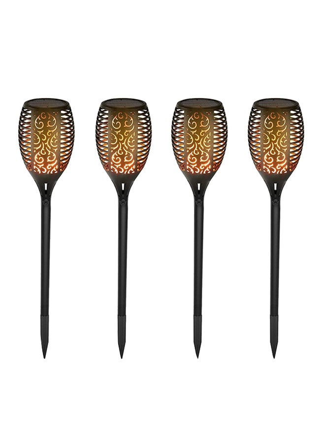 Generic 4-Piece Solar Outdoor Flickering Flame Torch Black  - Image 1