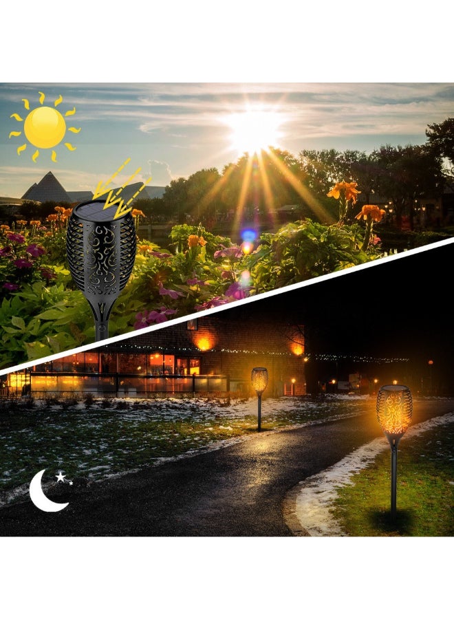 Generic 4-Piece Solar Outdoor Flickering Flame Torch Black  - Image 4