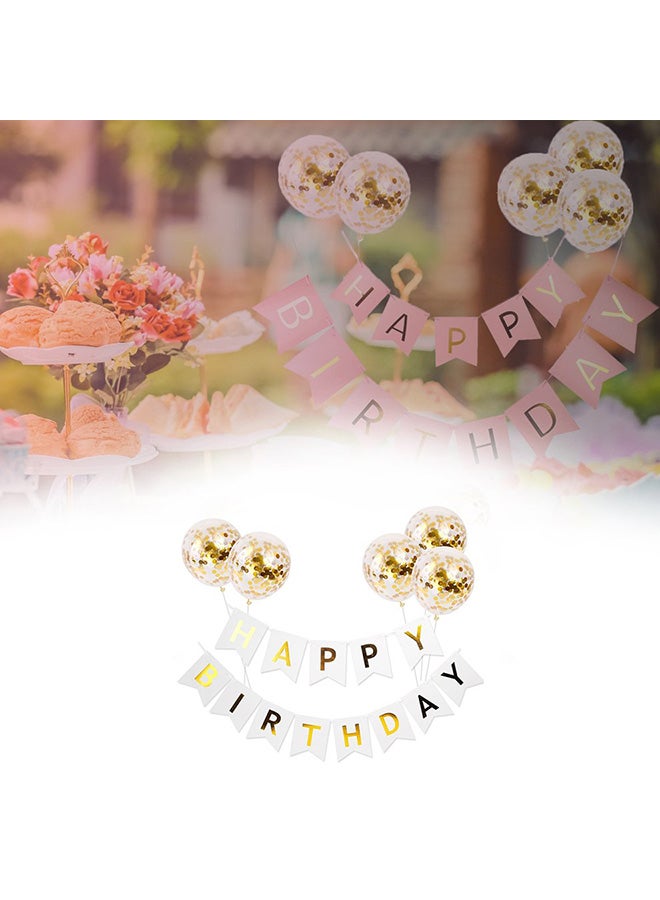ماركة غير محددة - طقم بالونات وشريط بعبارة "Happy Birthday" مكوّن من 19 قطعة طراز YY9659705" - Image 1