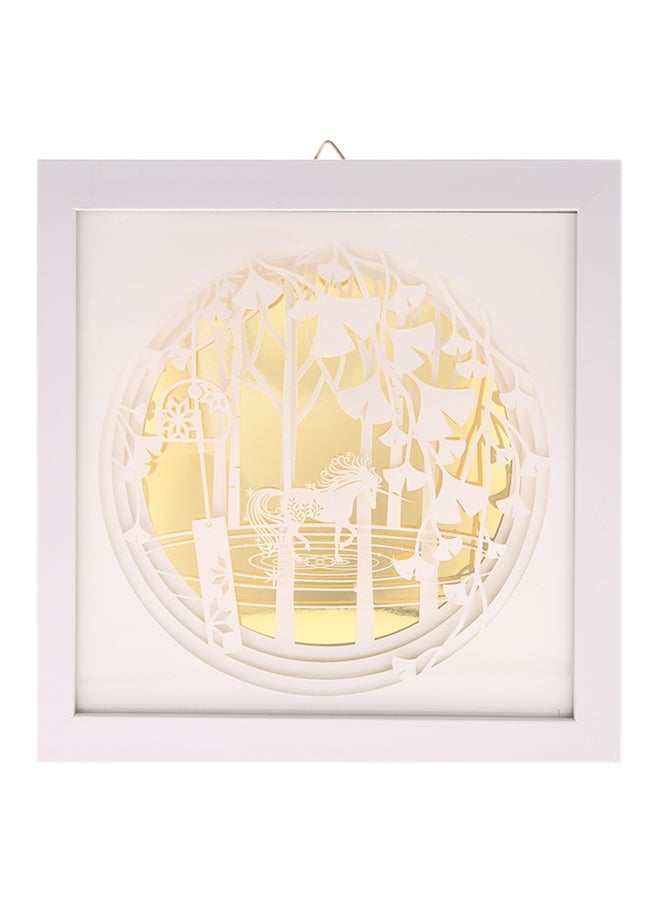 3D Engraved Delicate Paper Framed Wall Art White/Gold 24x24cm - Image 1