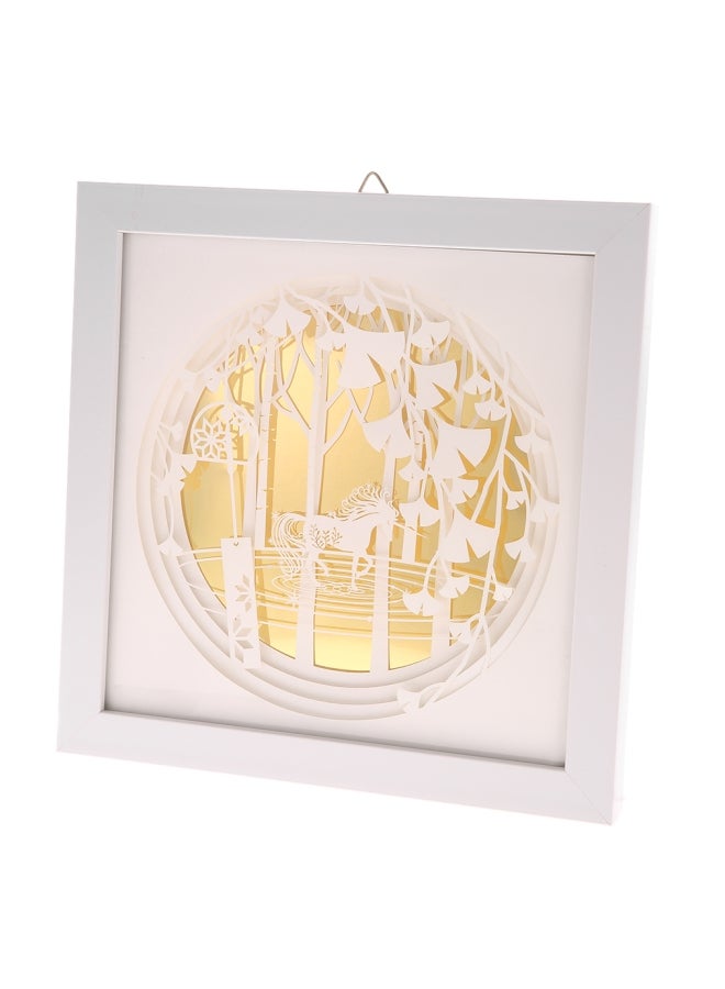 3D Engraved Delicate Paper Framed Wall Art White/Gold 24x24cm - Image 5