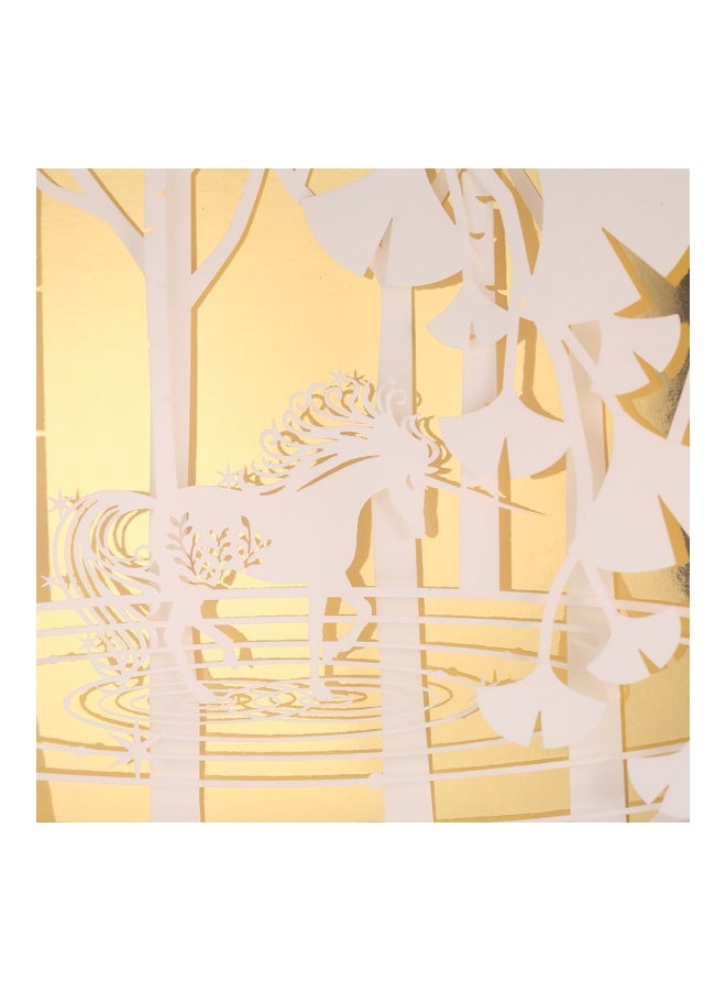 3D Engraved Delicate Paper Framed Wall Art White/Gold 24x24cm - Image 2