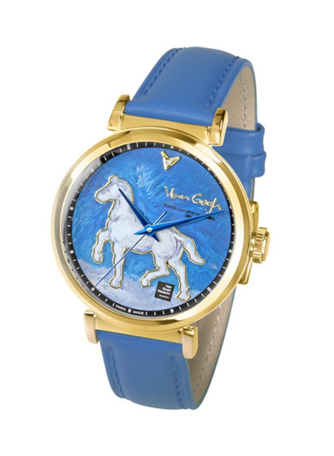 Van Gogh girls Leather Analog Wrist Watch AC-IGLLH07 - 36 mm - Silver 