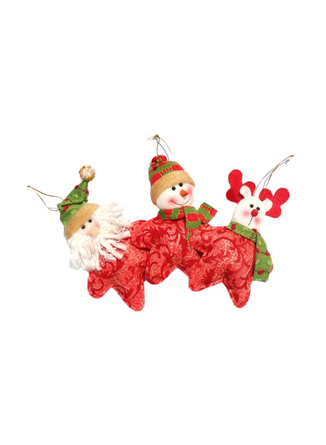 3-Piece Decorative Santa Claus Ornament Set Red/White/Green 17x12.7x2.7cm - Image 1