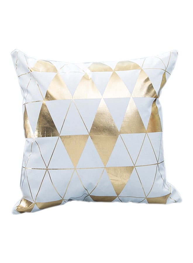 غطاء وسادة بنمط هندسي أبيض/ذهبي 12x12x1سم - Image 1