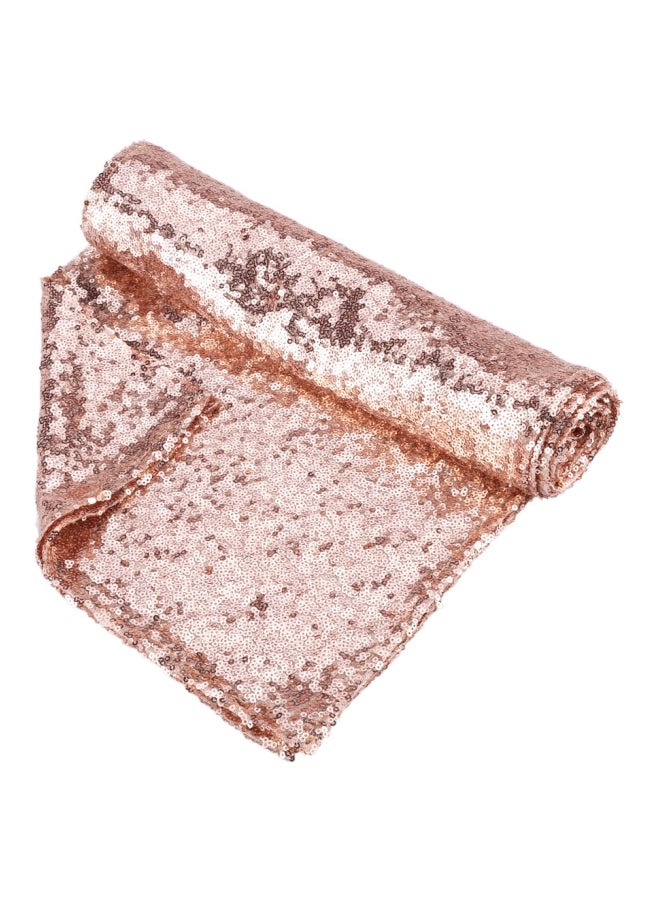 مفرش طاولة لامع مزين بالترتر ذهبي وردي 30x275سم - Image 1