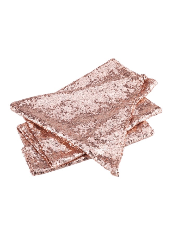 مفرش طاولة لامع مزين بالترتر ذهبي وردي 30x275سم - Image 5