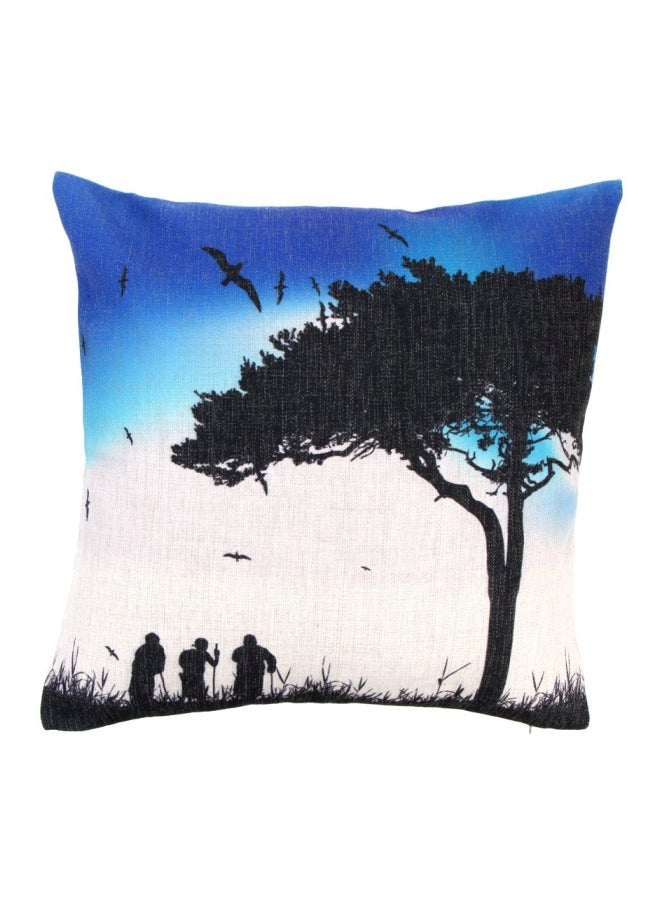 Printed Cushion Cover Blue/Black/White 45x45cm - Image 1