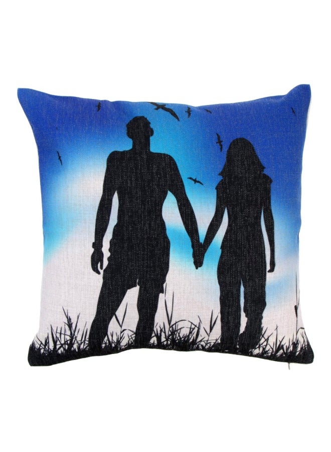 Printed Cushion Cover Blue/Black/White 45x45cm - Image 1