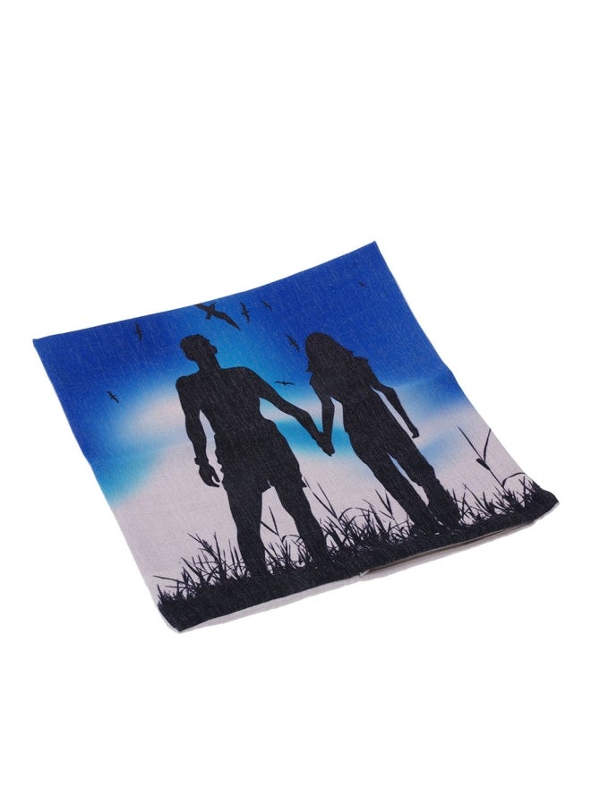 Printed Cushion Cover Blue/Black/White 45x45cm - Image 2
