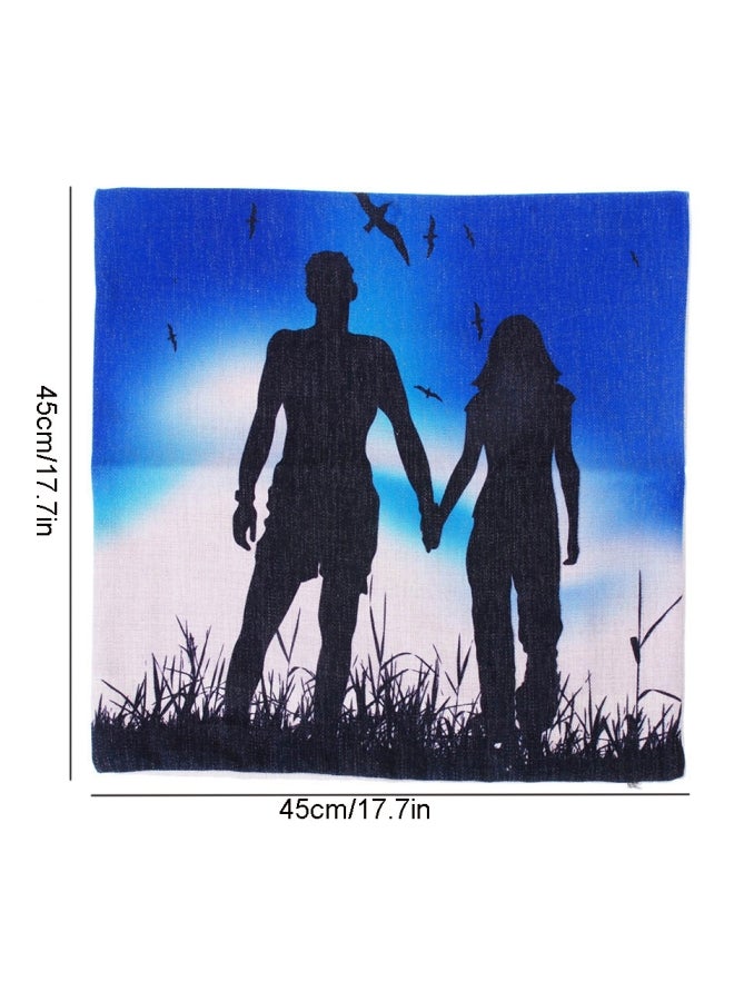 Printed Cushion Cover Blue/Black/White 45x45cm - Image 4